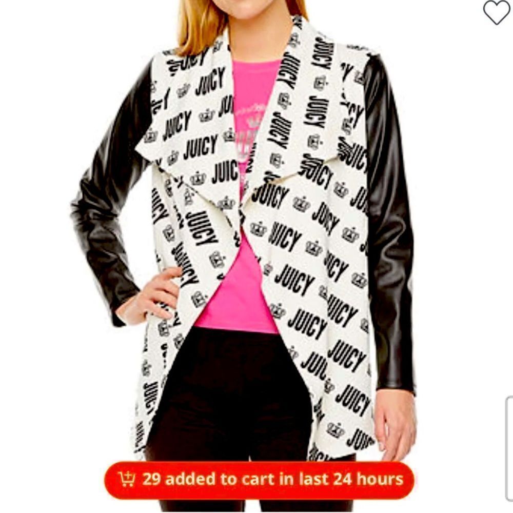 NWOT juicy couture terry leather wrap cardigan jacket blouse top wrap shawl logo